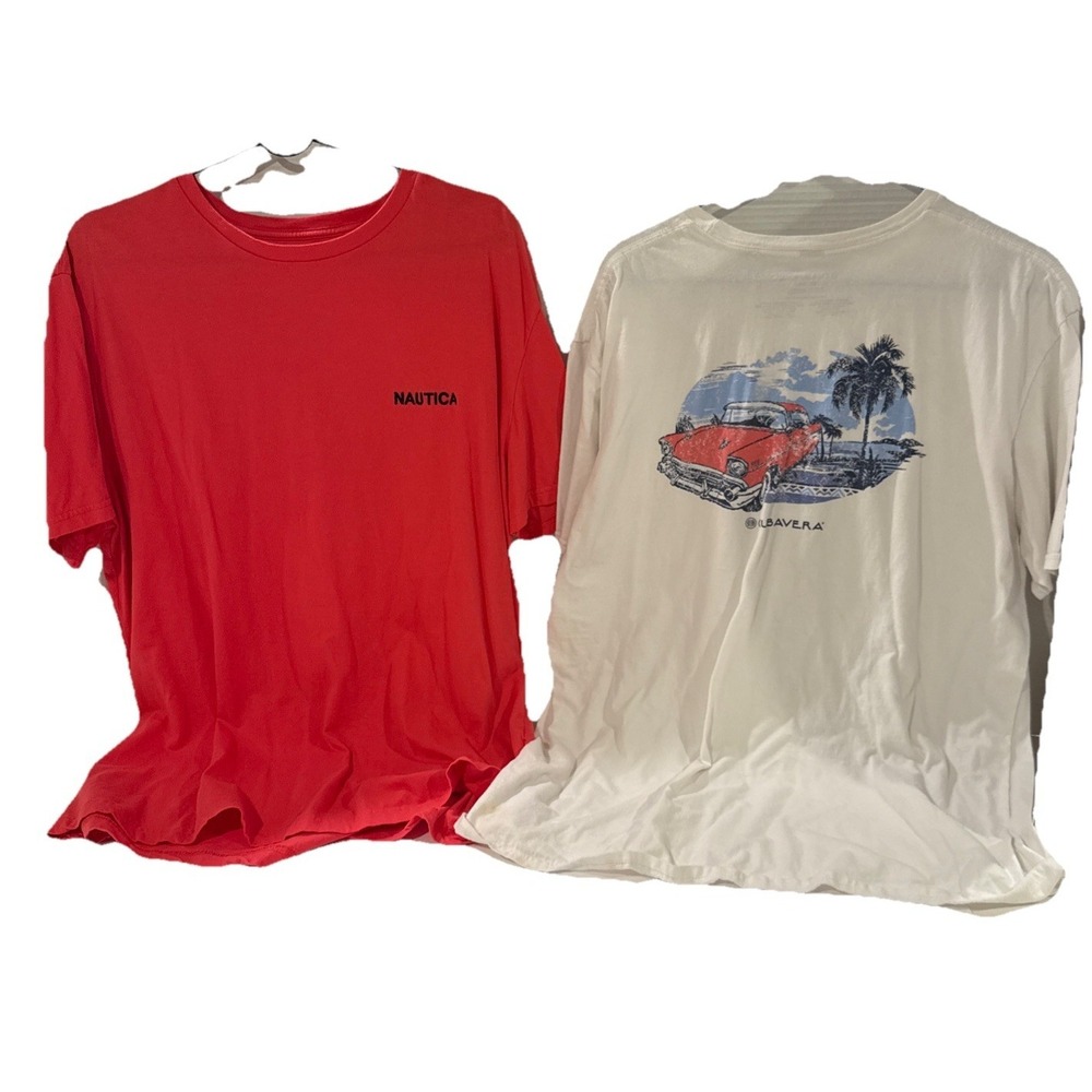 Nautica Men's Size XXL Short Sleeve Crew Neck Tee & Men's White Cubavera XXL Tee
